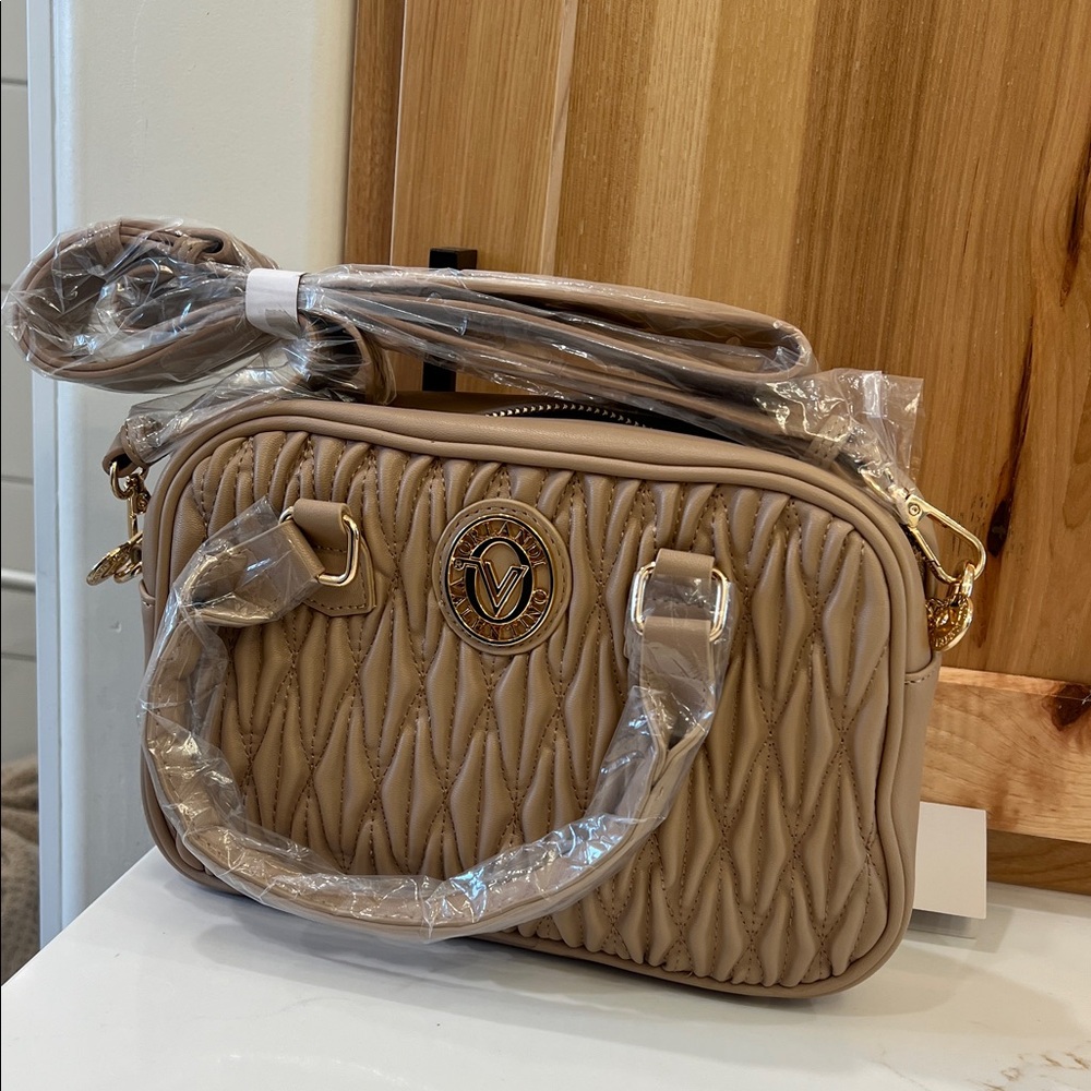 Valentino Orlandi Quilted Dome Satchel in Taupe NWT
